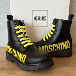 Moschino Kids Bold Black and Yellow Boots 11.5 US 29 EU